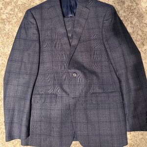 Calvin Klein Slim Fit Plaid Suit 42R 32x31 Blue Windowpane Modern Fit